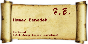 Hamar Benedek névjegykártya